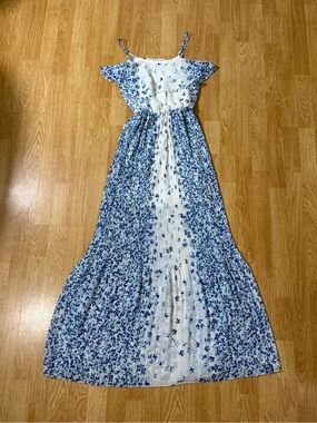 Candie's White Dress with Blue Floral Accents - Size XS